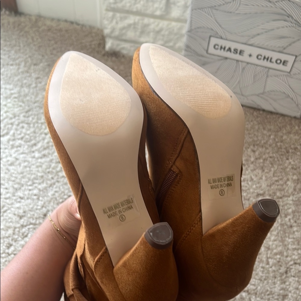 Chase + Chloe Women's Brown Heeled Boots - Picture 4 of 9